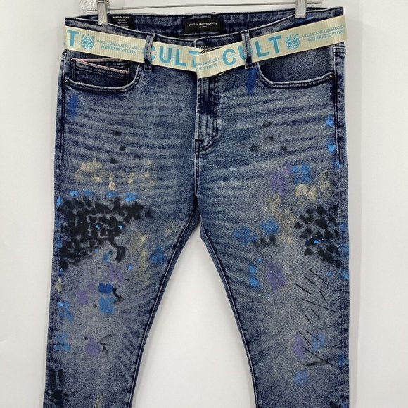 Cult Of Individuality Men's 38 Punk‎ Super Skinny Stretch Destroyed Denim Jeans - Picture 2 of 9